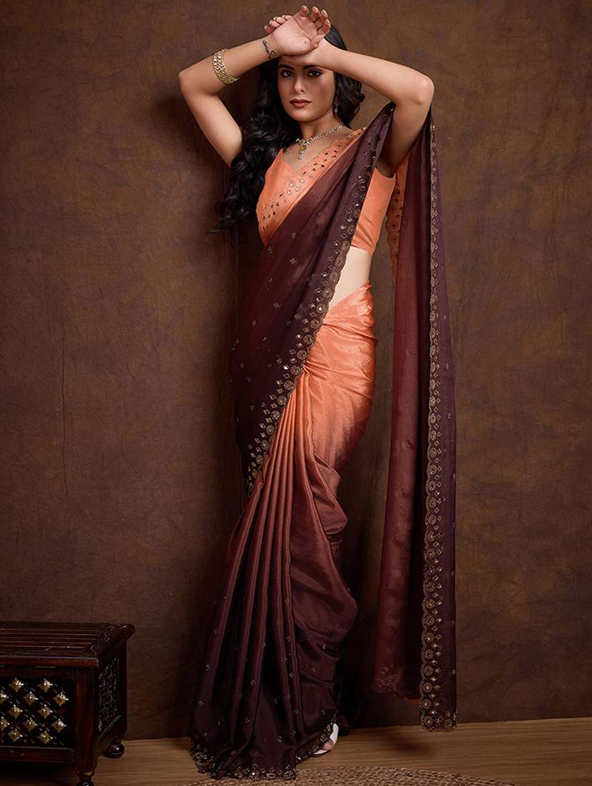 women ombre embellished saree with blouse - 22299401 -  Standard Image - 2