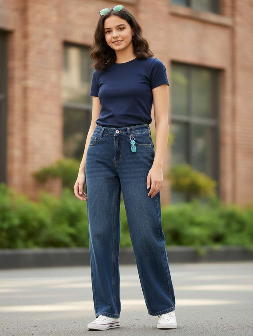 girls washed mid rise straight jeans - 22299522 -  Standard Image - 2