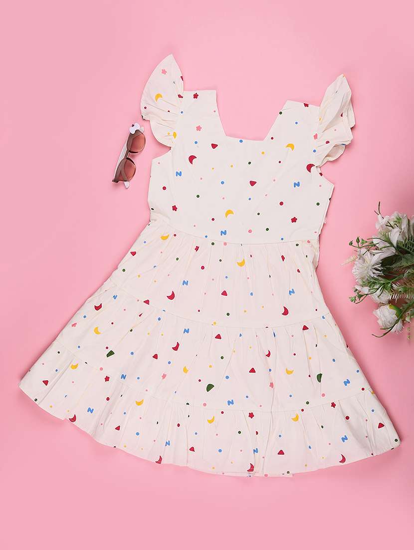 Girls Printed Ruffle Sleeves Tiered Dress - 22299563 -  Standard Image - 2