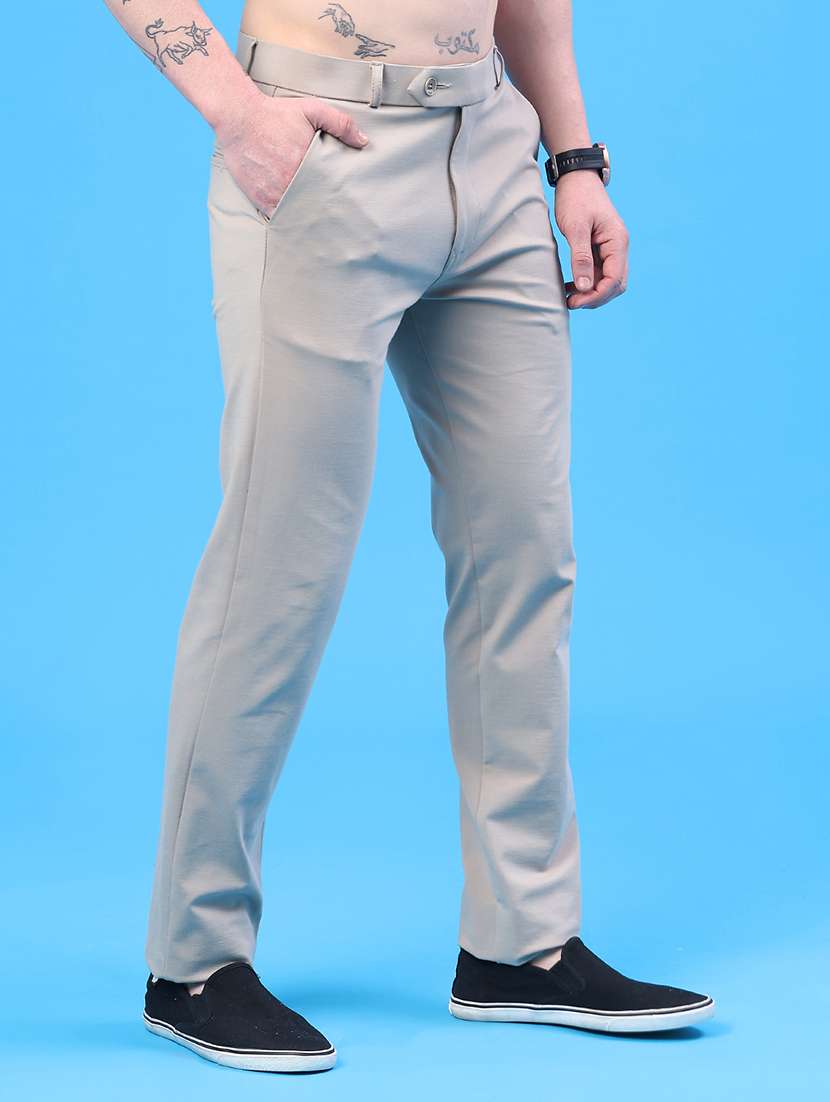 men solid mid rise flat front formal trouser - 22299814 -  Standard Image - 2