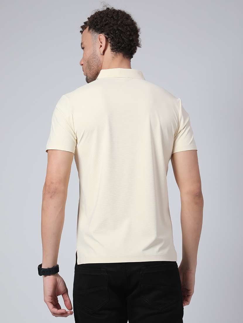 men's beige seamless polo-t-shirt with tonal stitching  slim fit breathable stretch - 22299819 -  Standard Image - 2