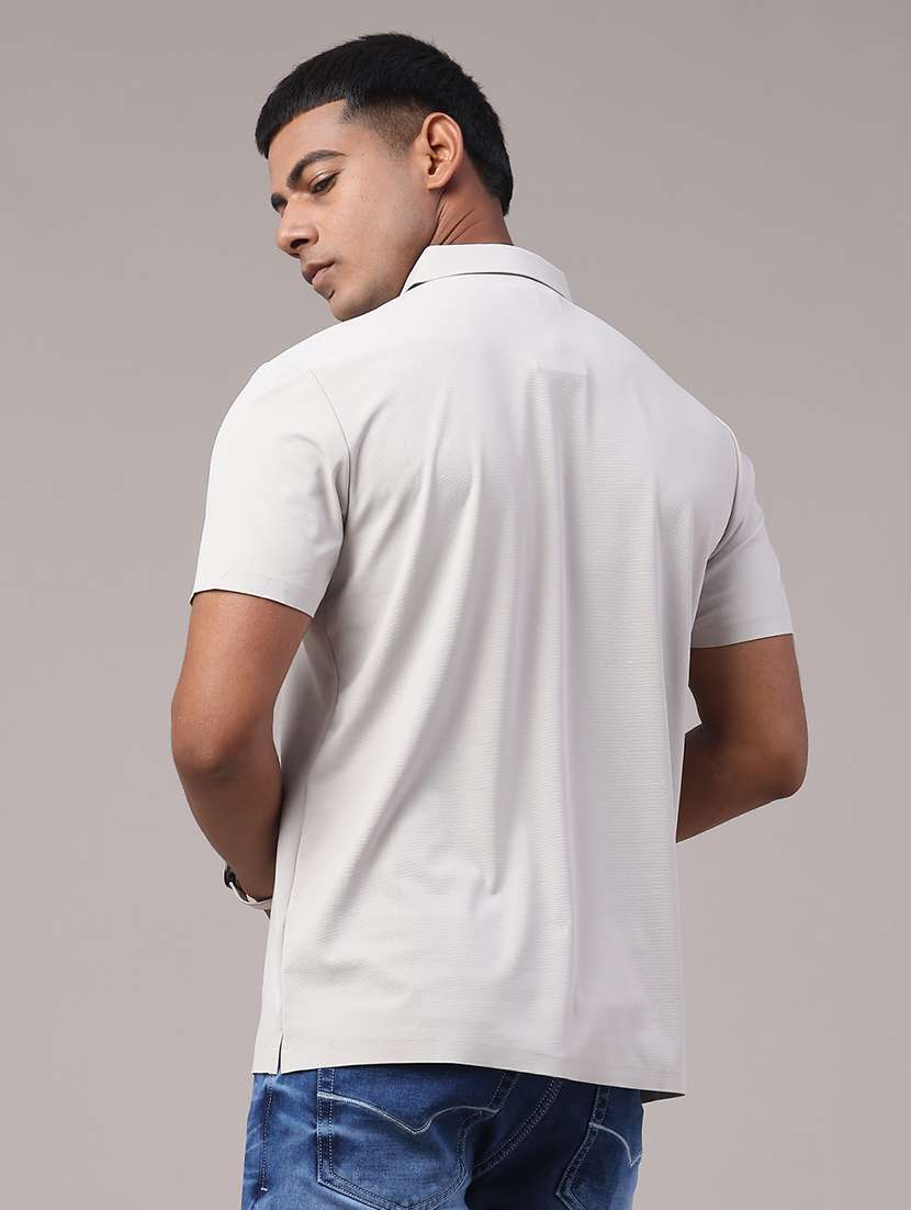 men's grey seamless polo-t-shirt with tonal stitching  slim fit breathable stretch - 22299820 -  Standard Image - 2