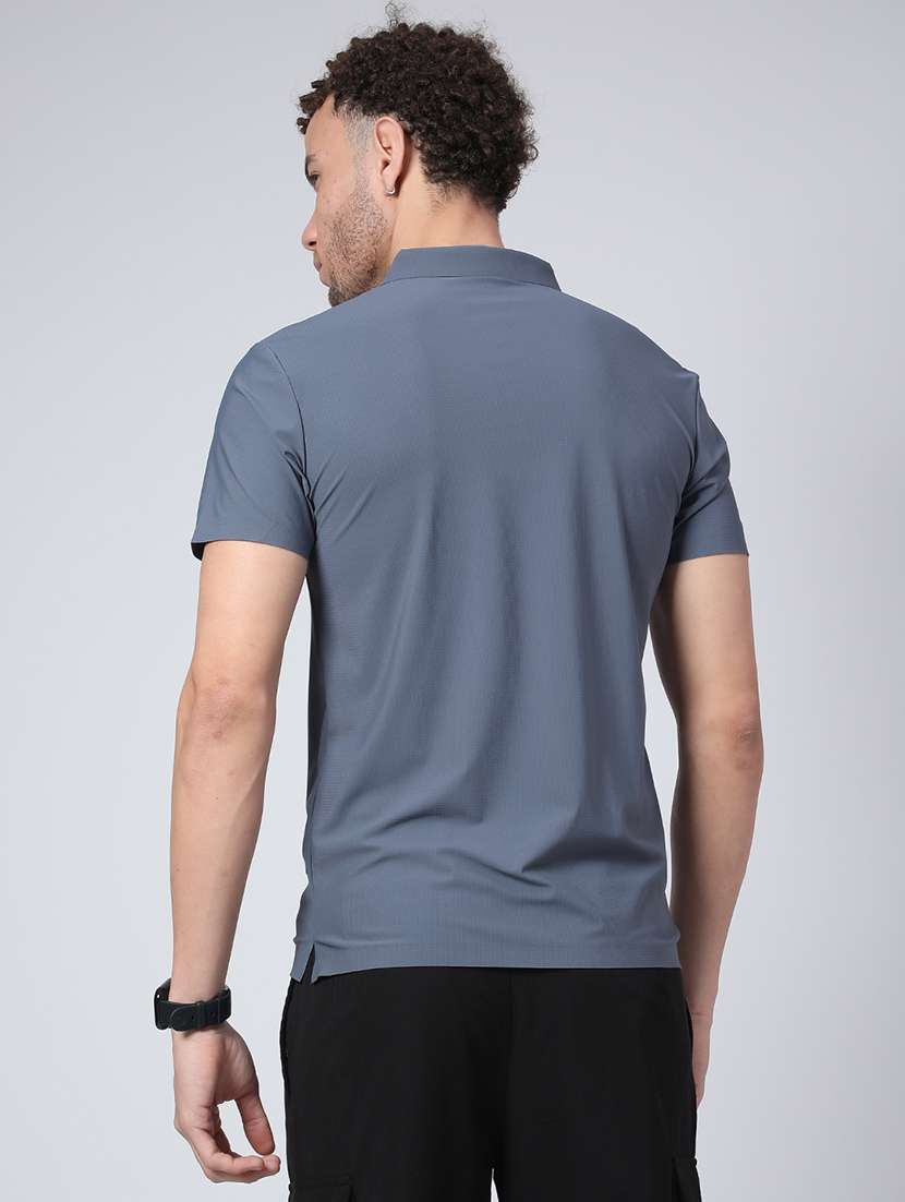 men's grey seamless polo-t-shirt with tonal stitching  slim fit breathable  stretch - 22299824 -  Standard Image - 2