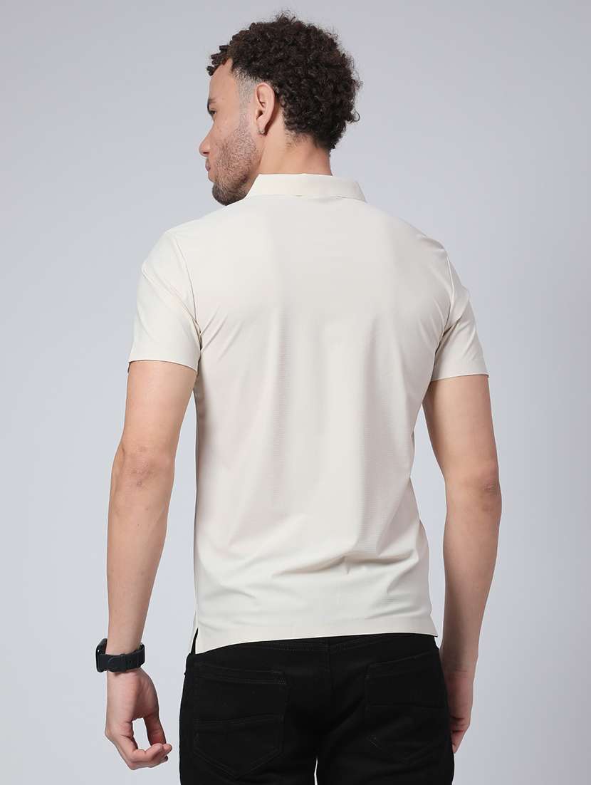 men's cream seamless polo-t-shirt with tonal stitching  slim fit breathable stretch - 22299825 -  Standard Image - 2