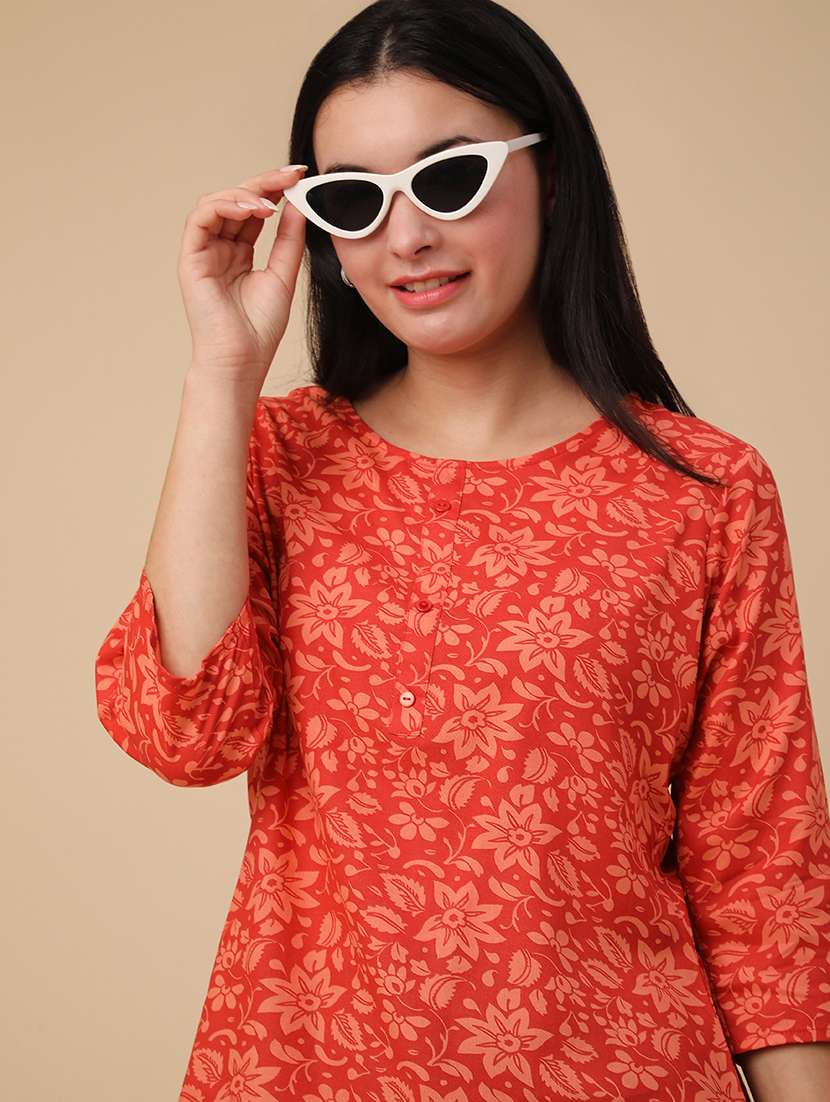 orange rayon regular top