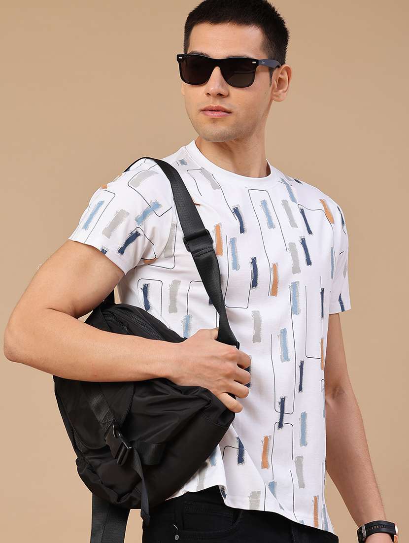 men printed round neck regular fit t-shirt