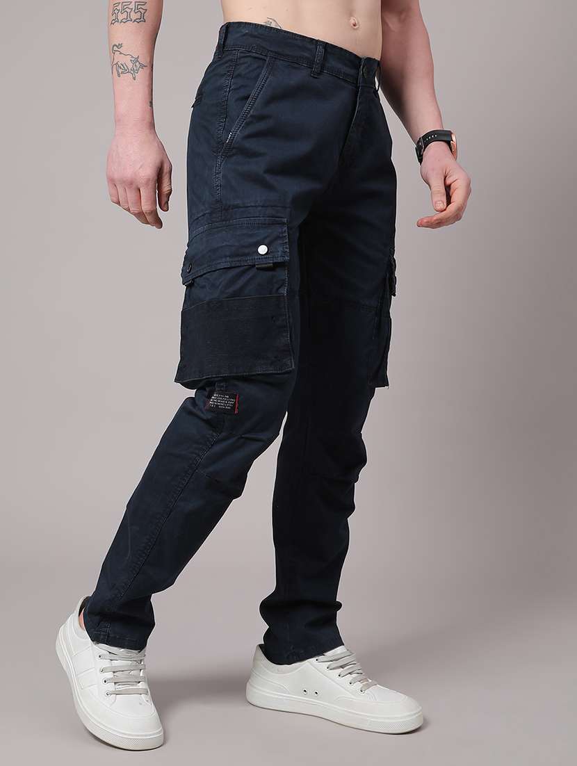 men solid mid rise regular fit cargo  - 22299920 -  Standard Image - 2