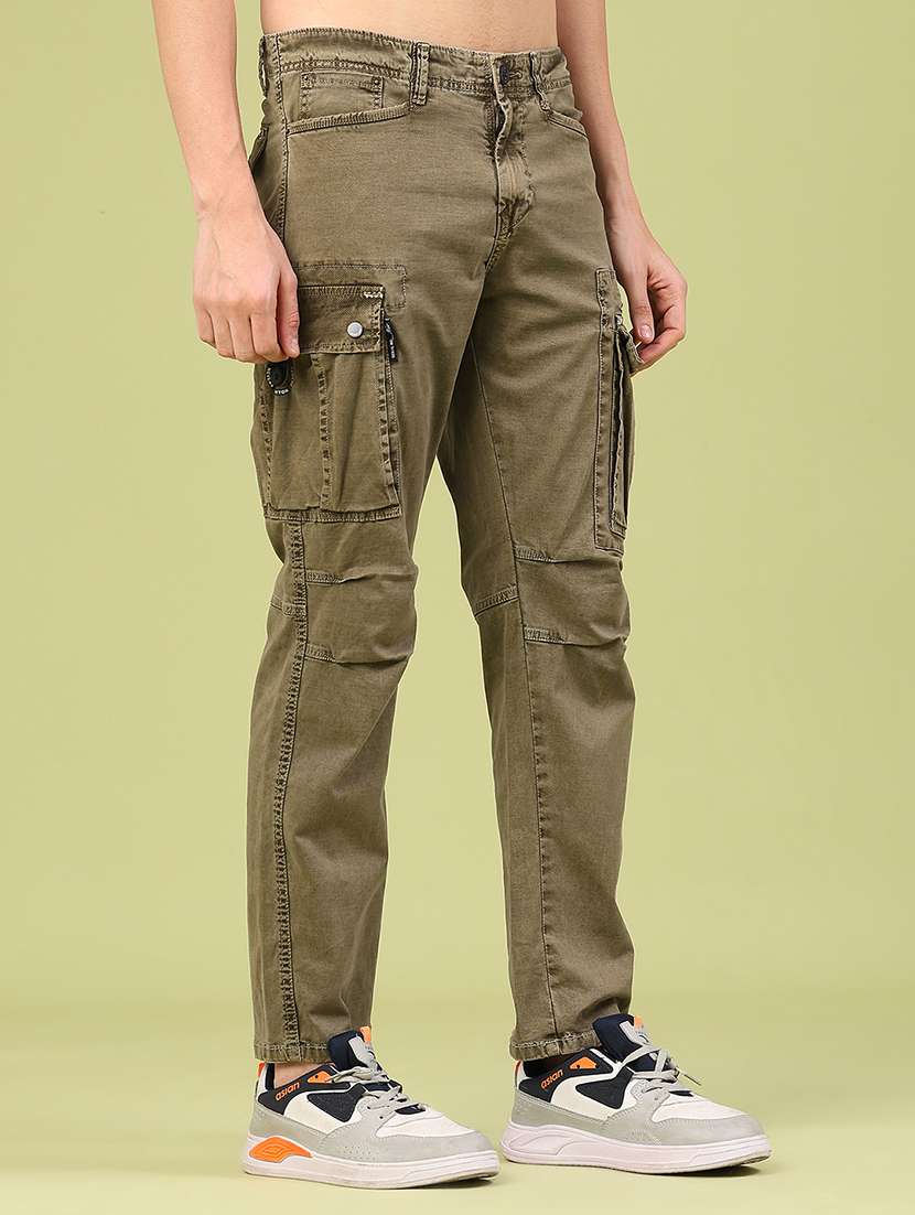 men solid mid rise regular fit cargo  - 22299926 -  Standard Image - 2