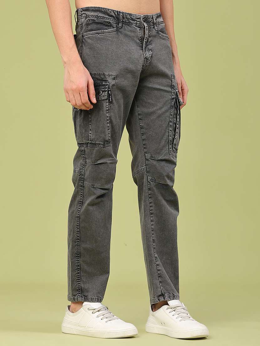 men solid mid rise regular fit cargo  - 22299927 -  Standard Image - 2