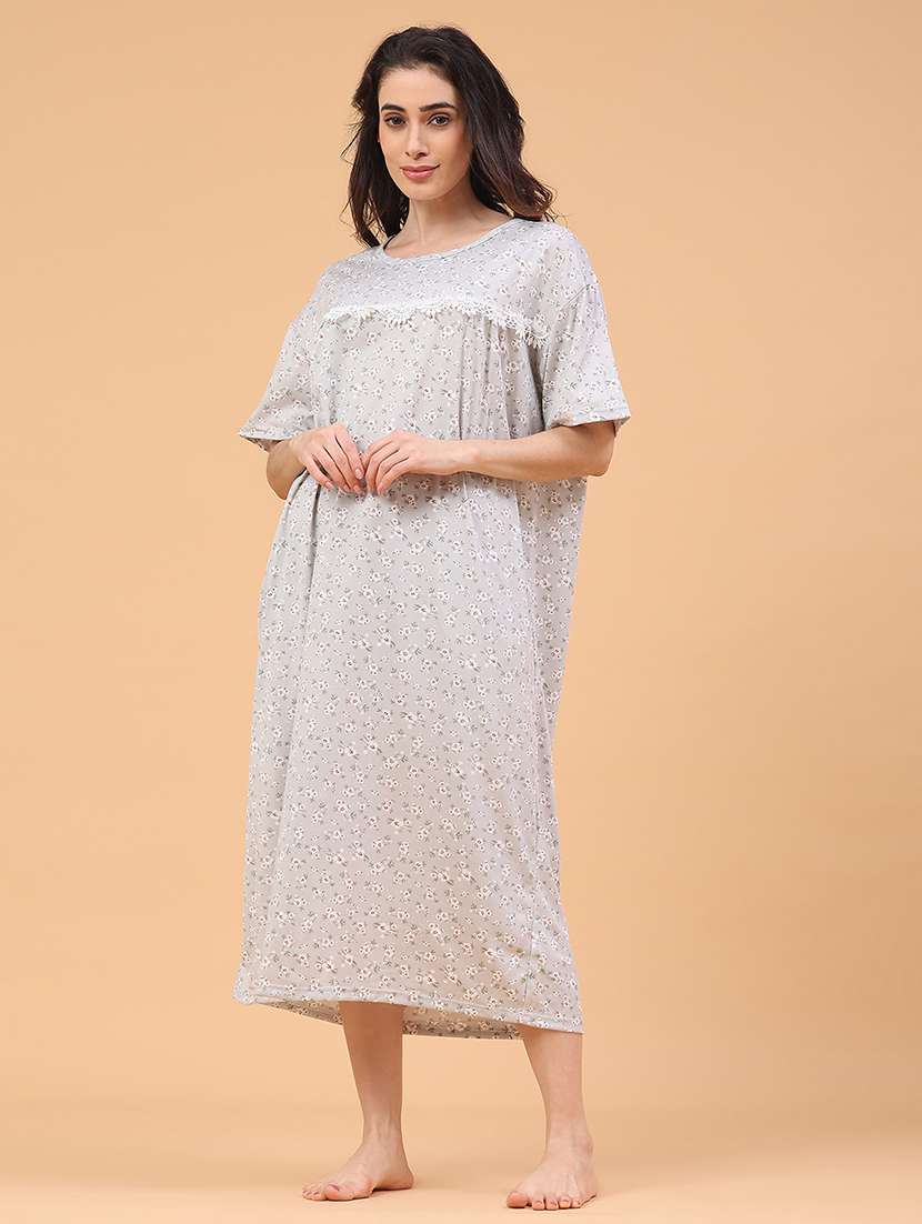 women printed short sleeve nighty - 22299970 -  Standard Image - 2