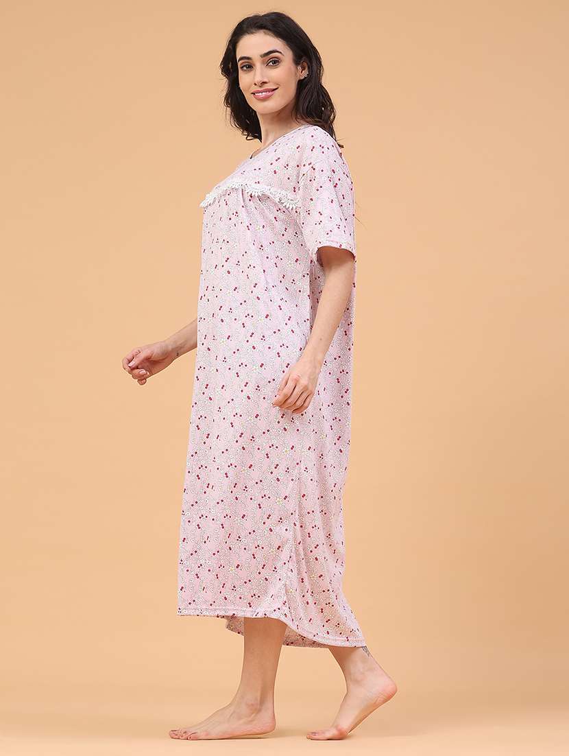 women printed short sleeve nighty - 22299971 -  Standard Image - 2