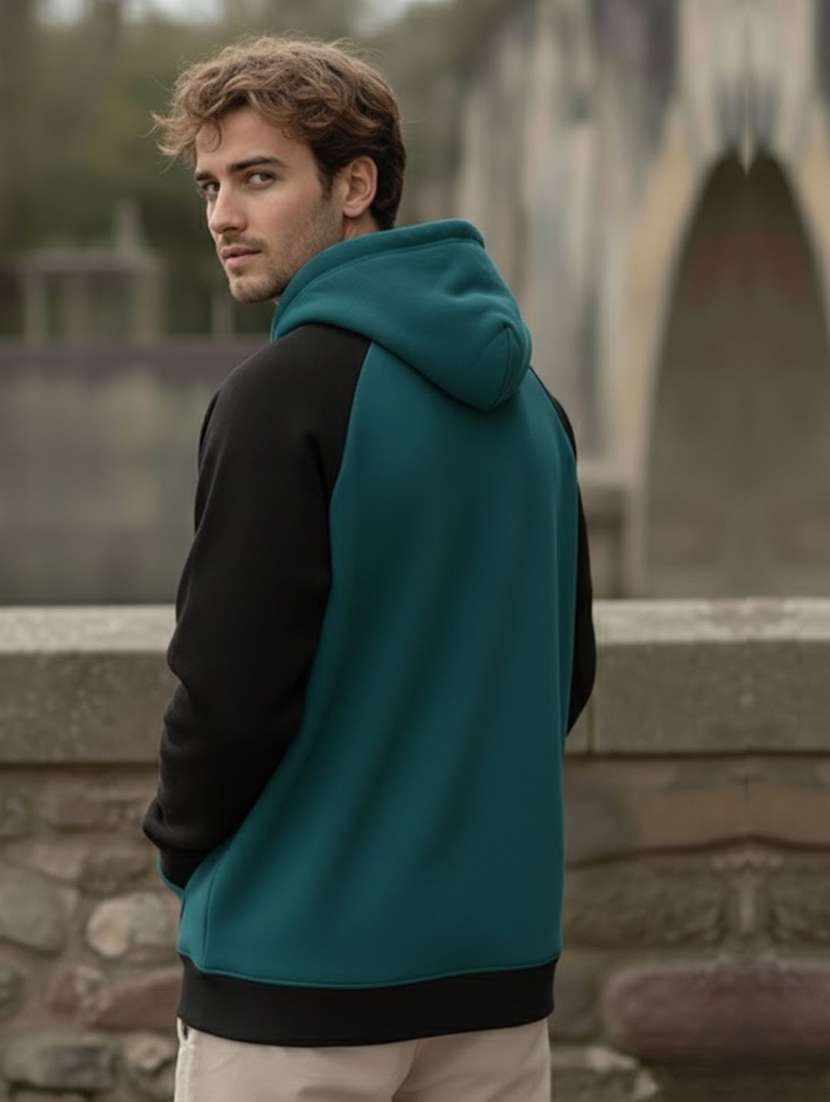 men color block raglan sleeve oversized sweatshirt - 22300103 -  Standard Image - 2