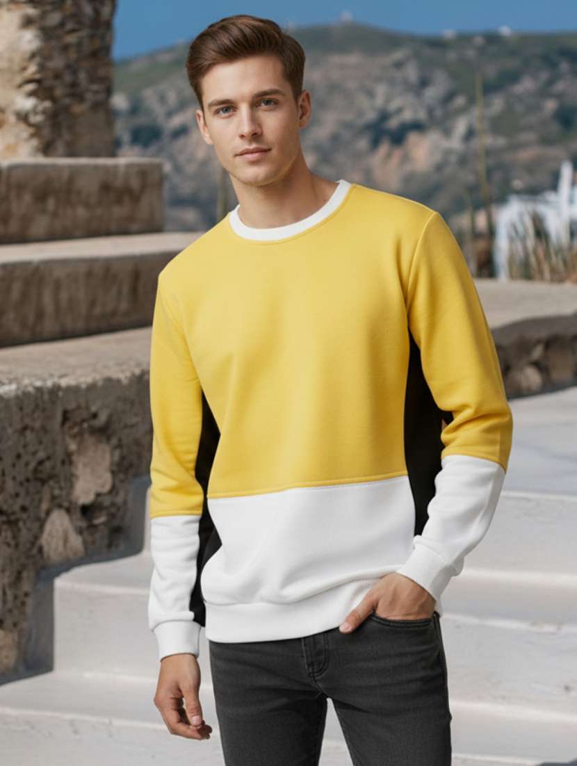 men color block long sleeve oversized sweatshirt