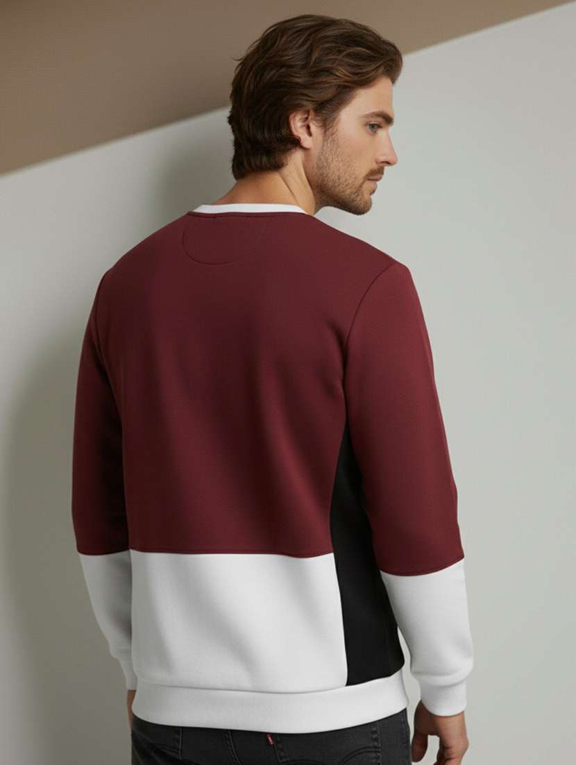 men color block long sleeve oversized sweatshirt - 22300110 -  Standard Image - 2