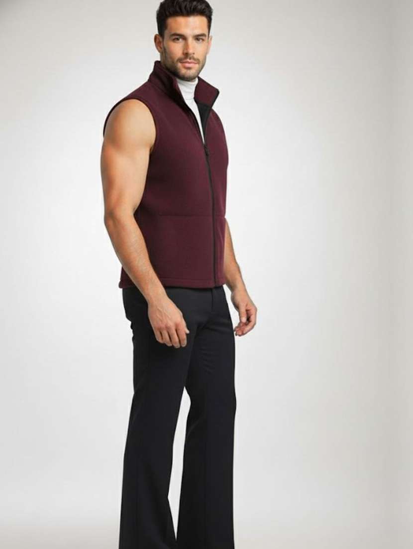 men solid sleeveless regular fit casual jacket - 22300116 -  Standard Image - 2