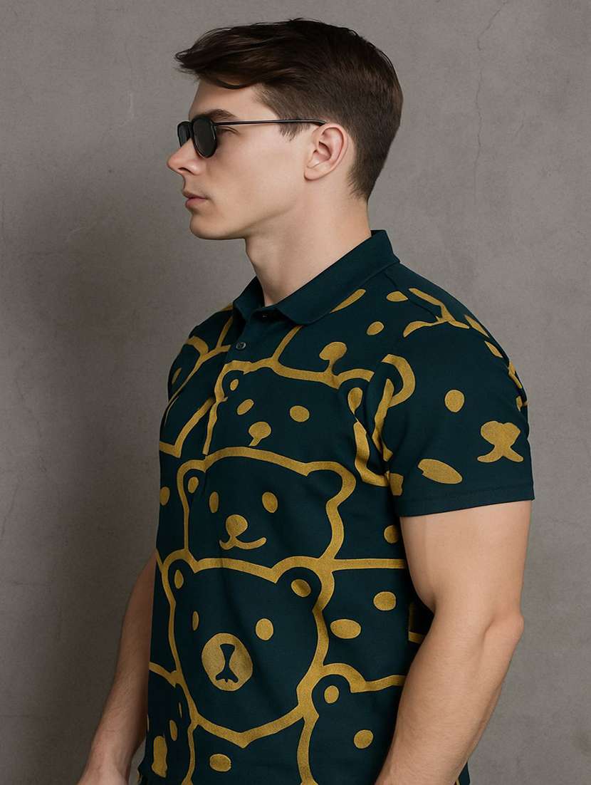 men printed short sleeve polo t-shirt - 22300191 -  Standard Image - 2