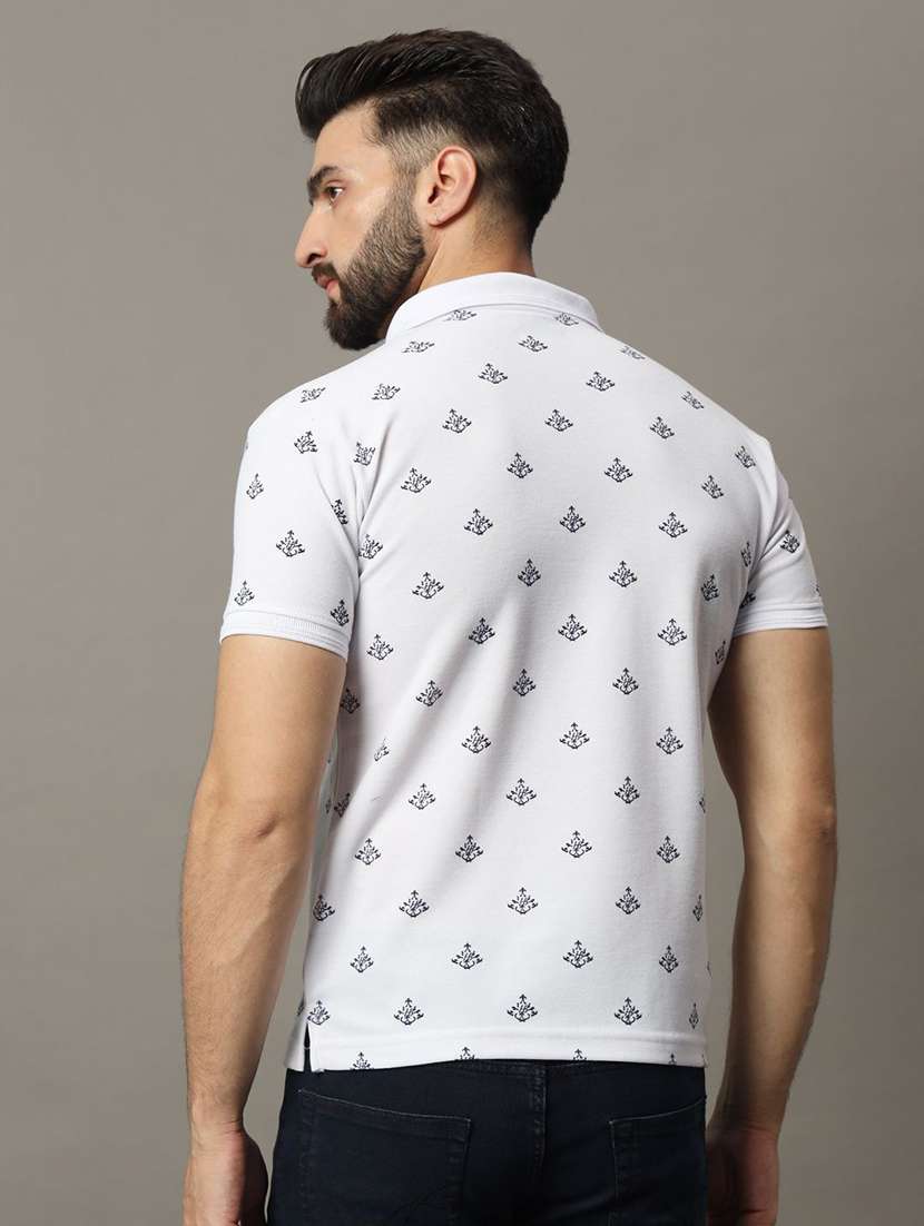 men printed short sleeve polo t-shirt - 22300198 -  Standard Image - 2