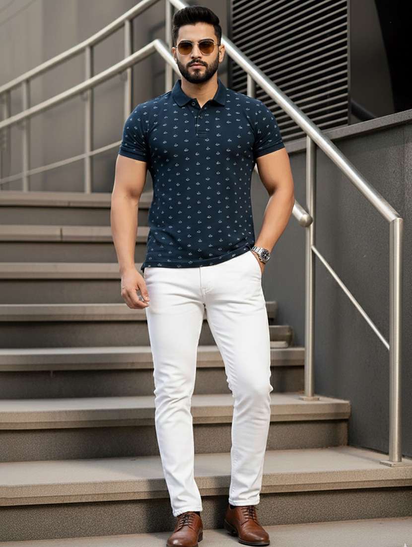 men printed short sleeve polo t-shirt - 22300213 -  Standard Image - 2