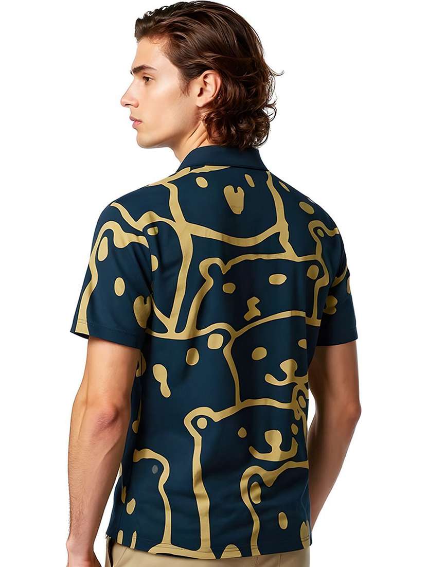 men printed short sleeve polo t-shirt - 22300222 -  Standard Image - 2