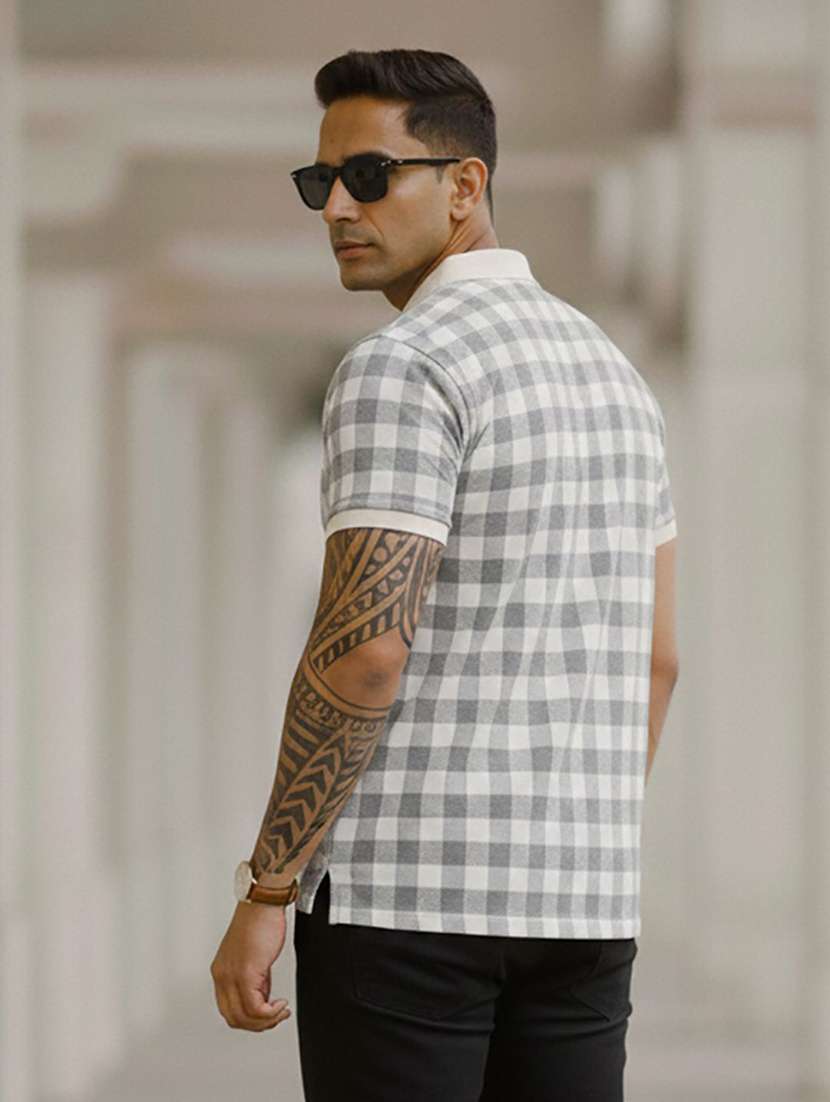 men checkered short sleeve polo t-shirt - 22300228 -  Standard Image - 2