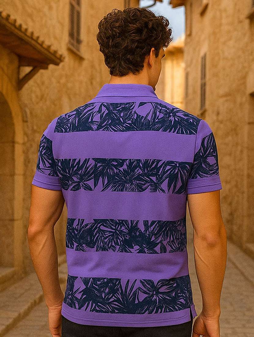 men printed short sleeve polo t-shirt - 22300230 -  Standard Image - 2