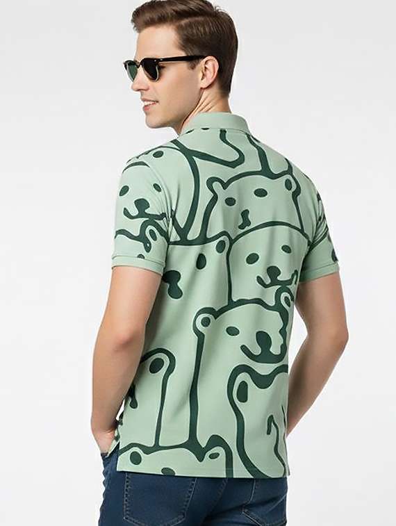 men printed short sleeve polo t-shirt - 22300238 -  Standard Image - 2