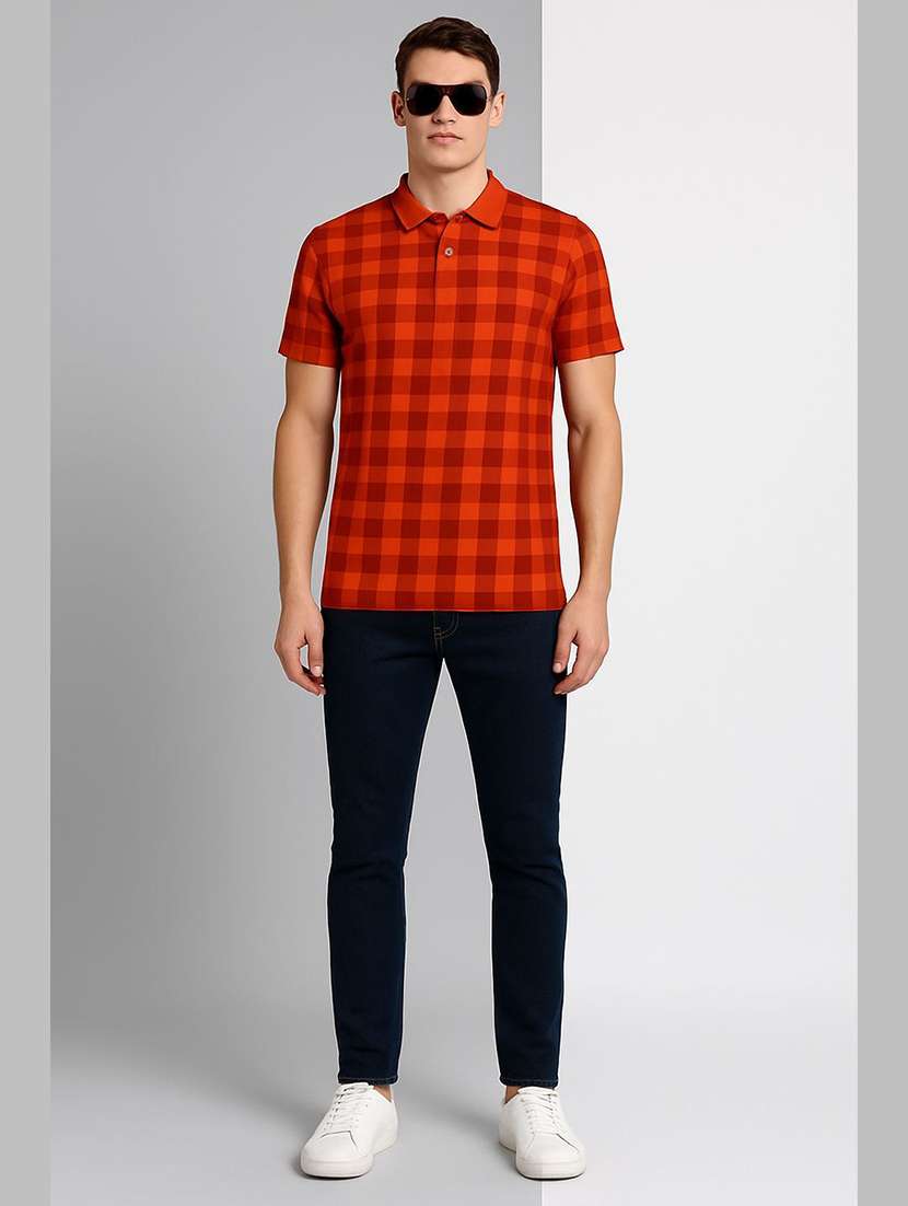 men checkered short sleeve polo t-shirt - 22300264 -  Standard Image - 2