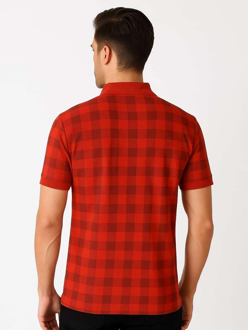 men checkered short sleeve polo t-shirt - 22300286 -  Standard Image - 2