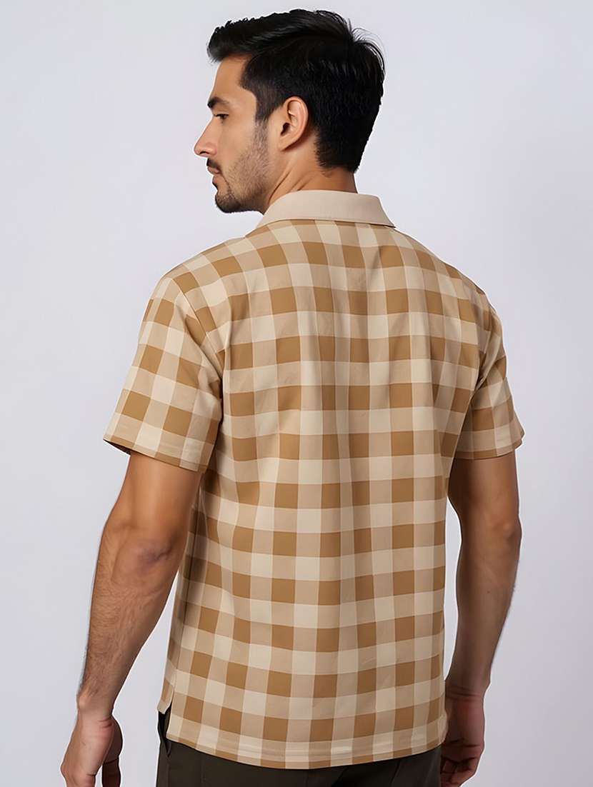 men checkered short sleeve polo t-shirt - 22300296 -  Standard Image - 2