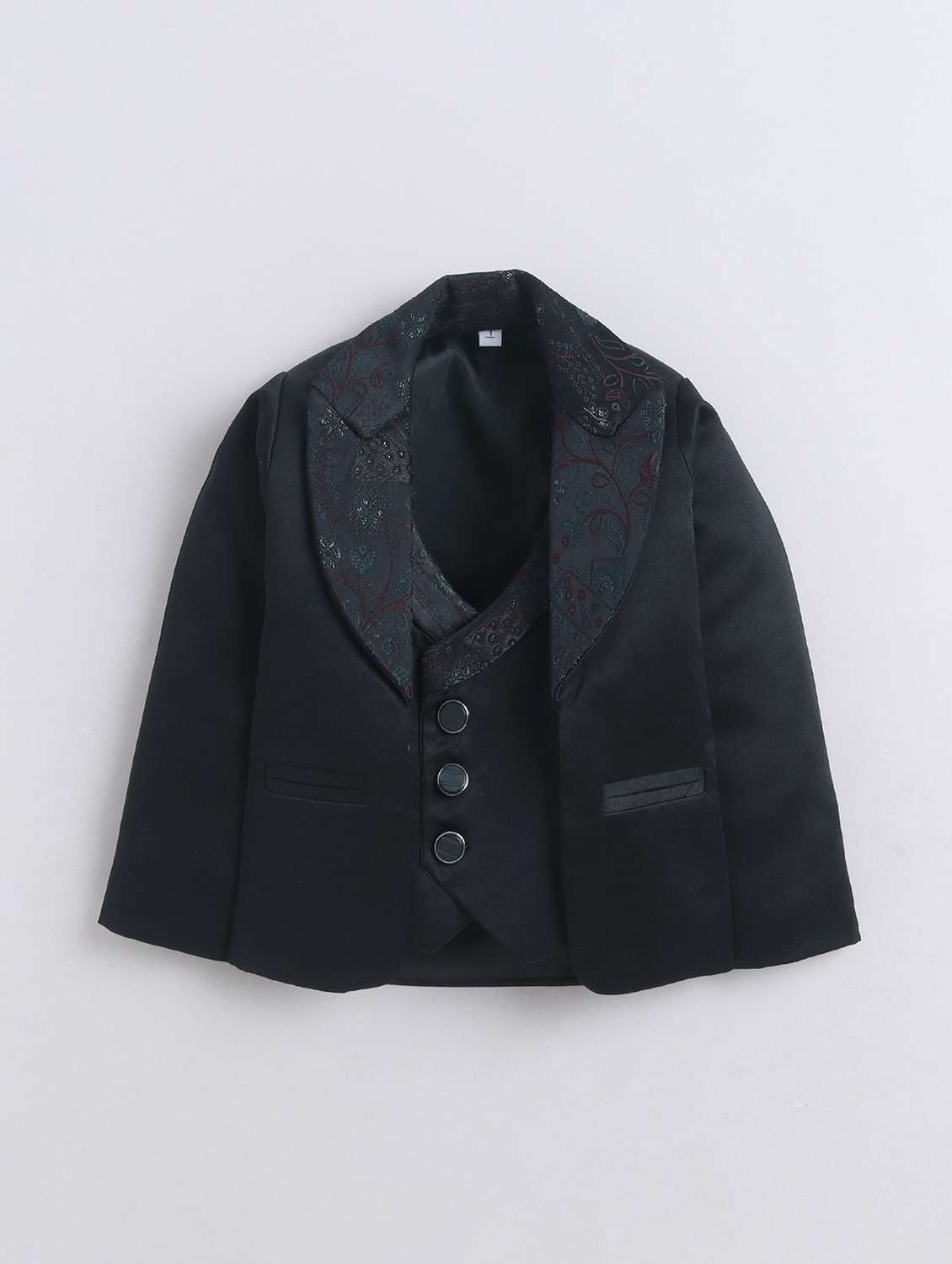 boys embroidered blazer and trouser with shirt set - 22300326 -  Standard Image - 2