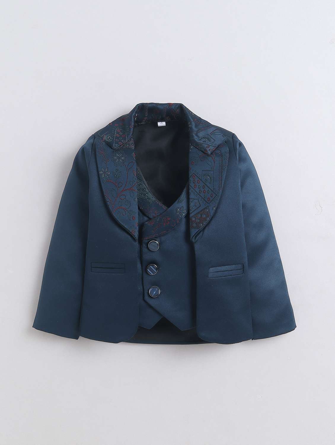 boys embroidered blazer and trouser with shirt set - 22300327 -  Standard Image - 2