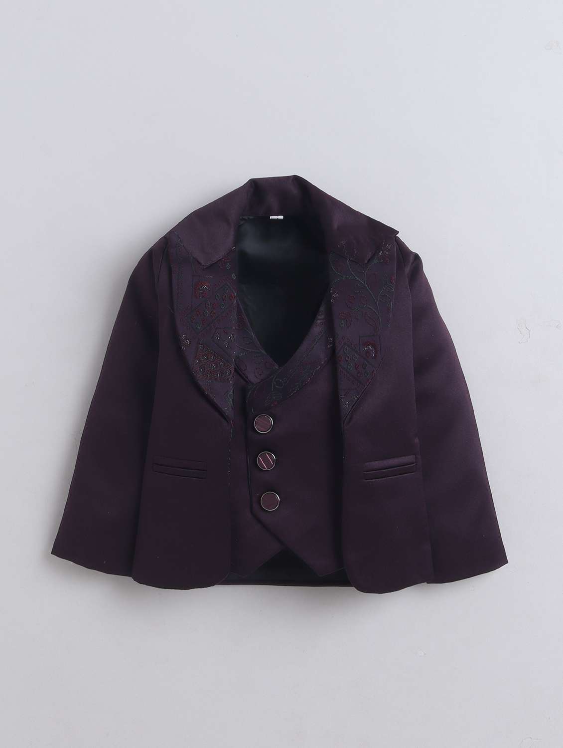 boys embroidered blazer and trouser with shirt set - 22300328 -  Standard Image - 2