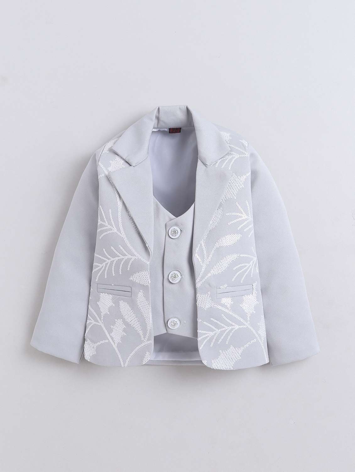 boys embroidered blazer and trouser with shirt set - 22300329 -  Standard Image - 2