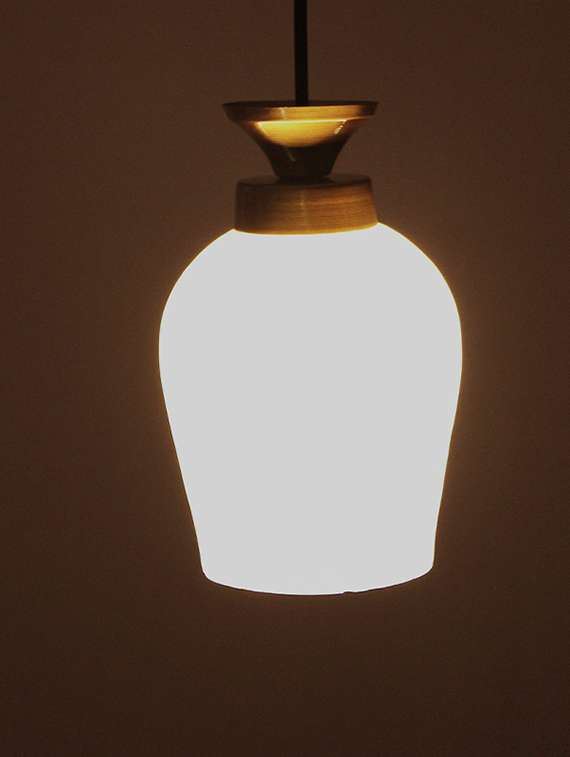 hanging lamp with white crackled glass