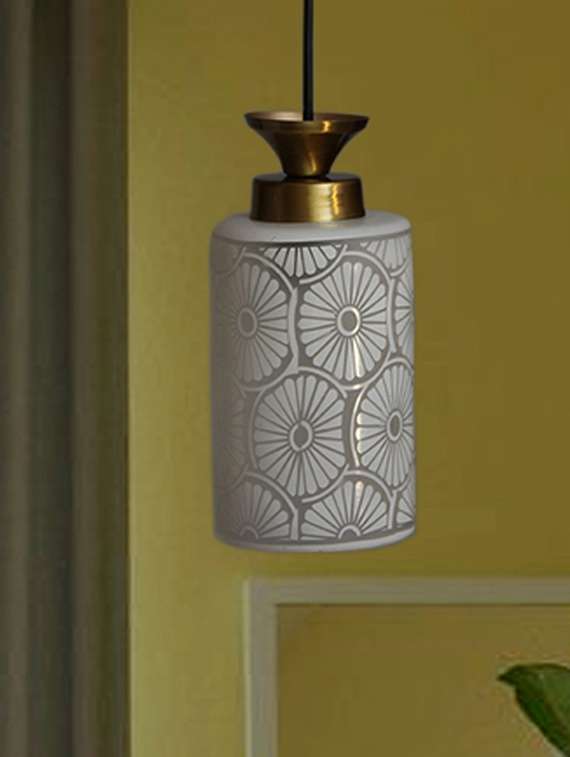 elegant ceramic pendant light with floral pattern - 22300385 -  Standard Image - 2