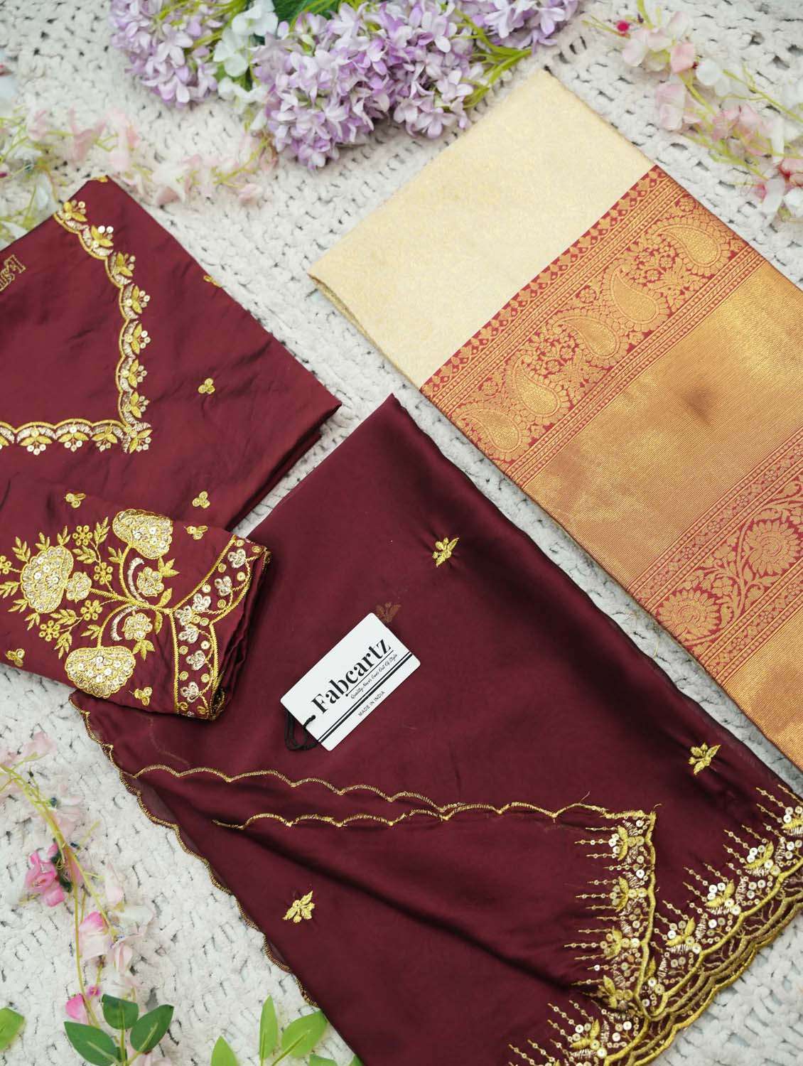 women self design south indian style unstitched lehenga choli set - 22300386 -  Standard Image - 2