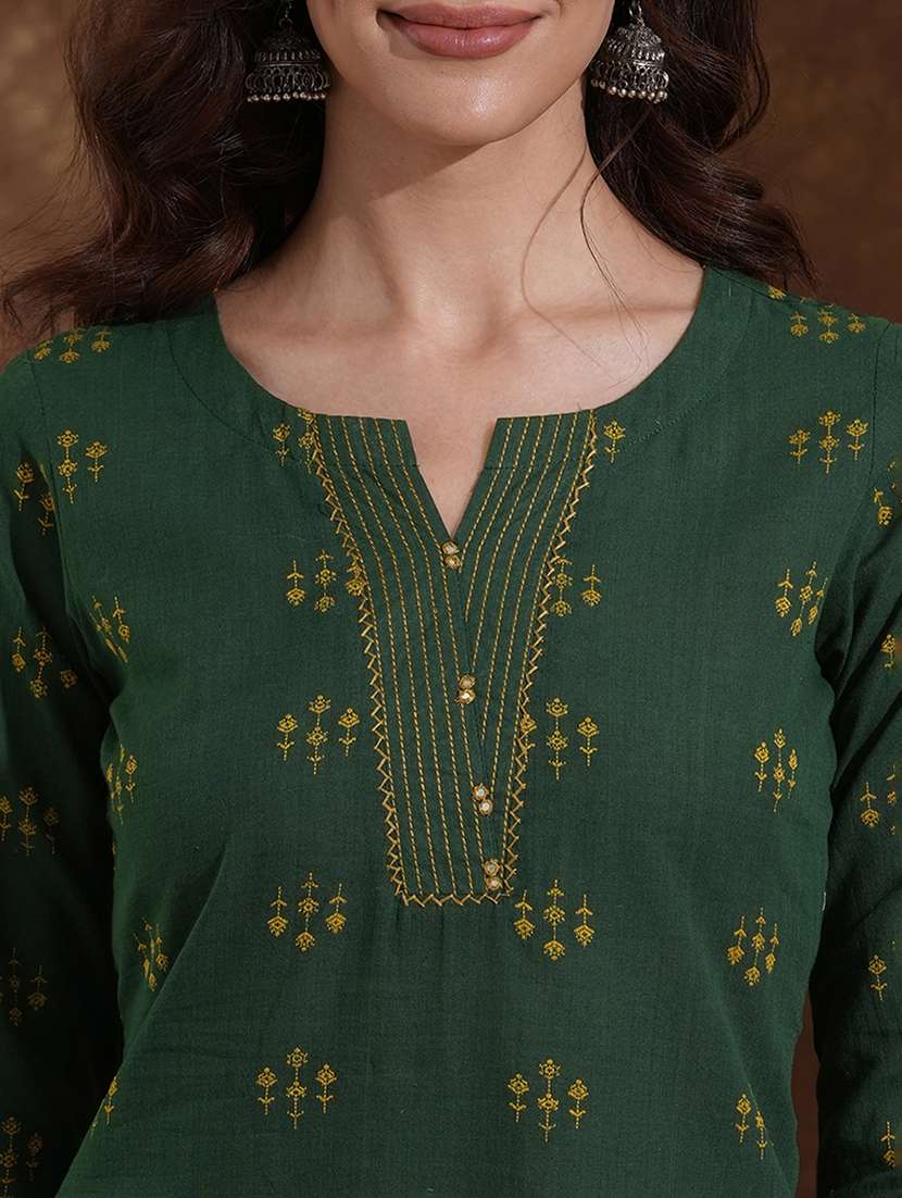 women self design three quarter sleeve straight kurta - 22300544 -  Standard Image - 7
