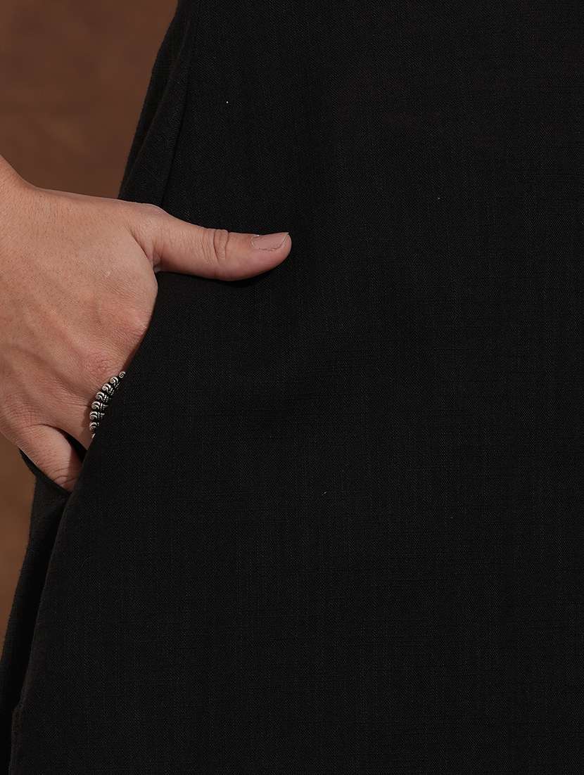 women solid with work round neck kurta pant set  - 22300566 -  Standard Image - 7