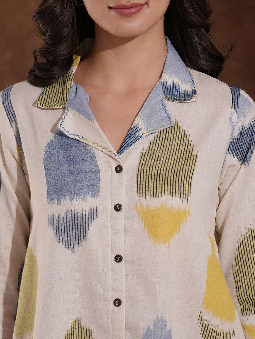 women printed three quarter sleeve shirt dress - 22300570 -  Standard Image - 7