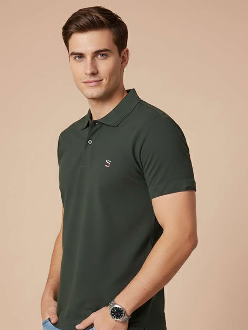 men solid short sleeve polo t-shirt - 22300820 -  Standard Image - 2