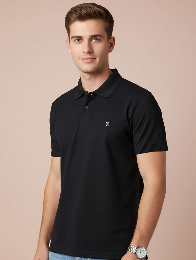 men solid short sleeve regular fit polo t-shirt