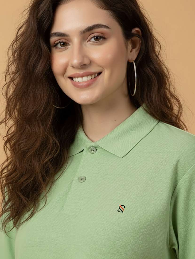 women solid short sleeve polo t-shirt - 22300902 -  Standard Image - 2