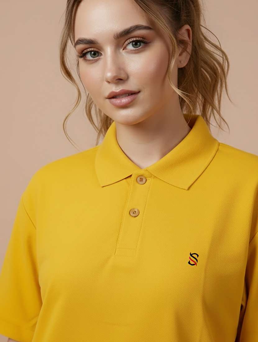 women solid short sleeve polo t-shirt