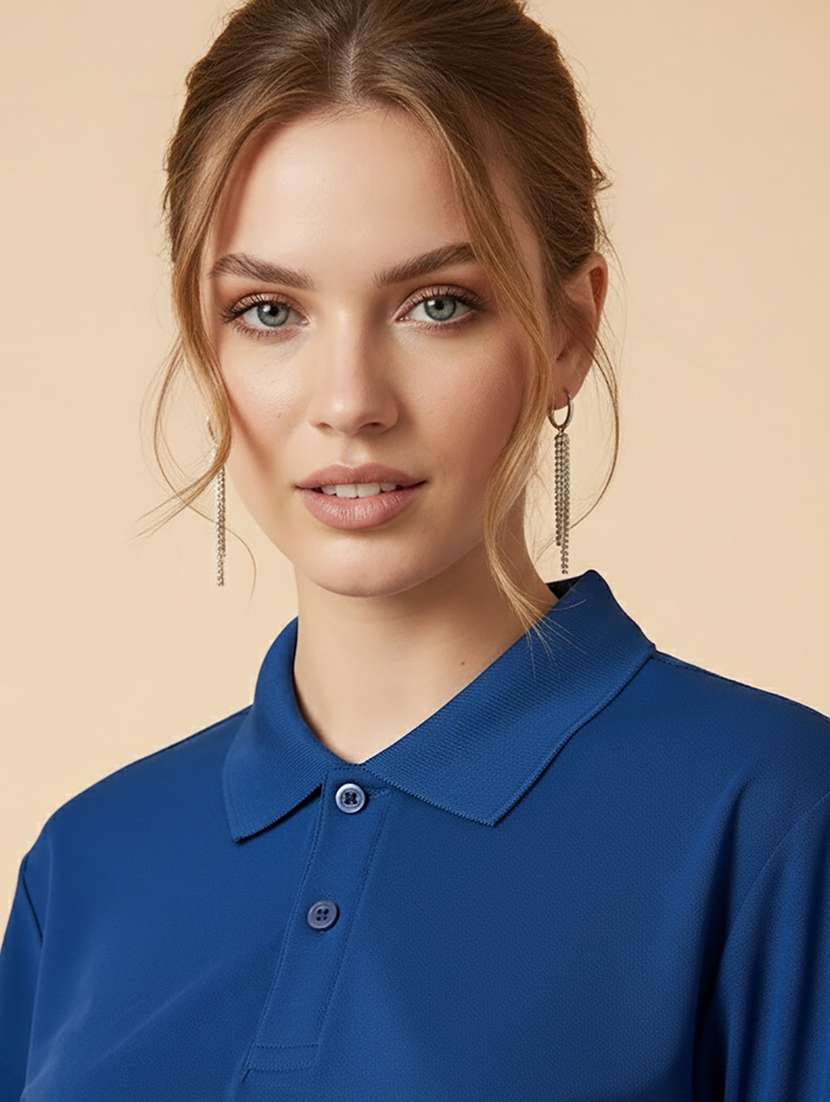 women solid short sleeve polo t-shirt - 22300905 -  Standard Image - 2