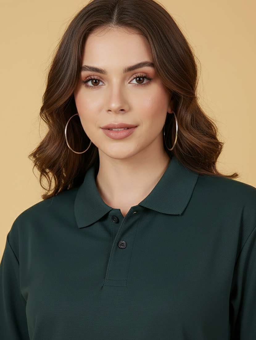 women solid short sleeve polo t-shirt - 22300930 -  Standard Image - 2