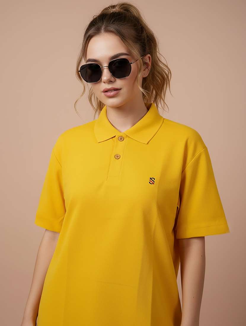 women solid short sleeve polo t-shirt