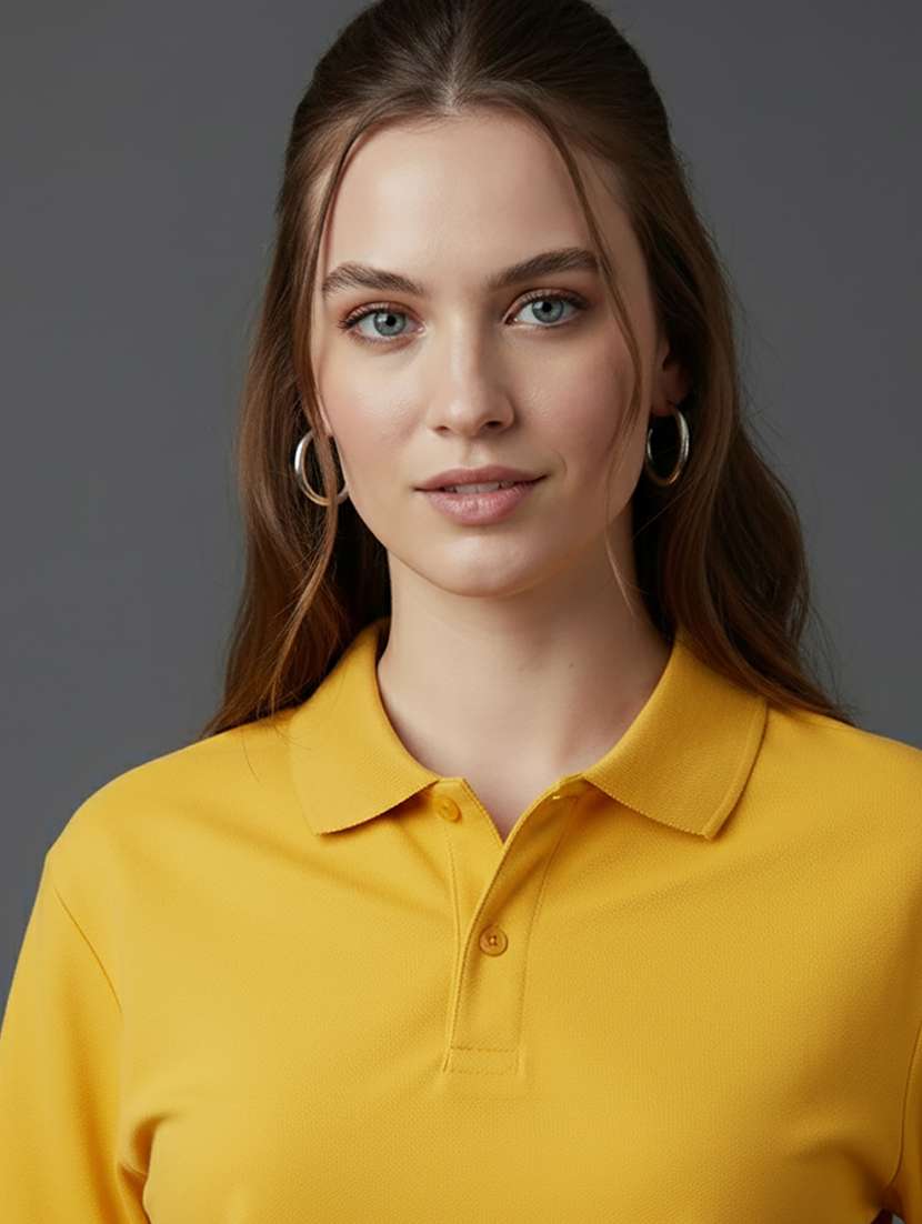 women solid short sleeve polo t-shirt - 22300964 -  Standard Image - 2