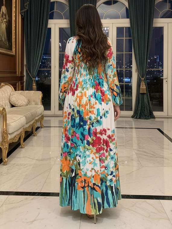 multi colored cotton fit & flare dress - 22301564 -  Standard Image - 2