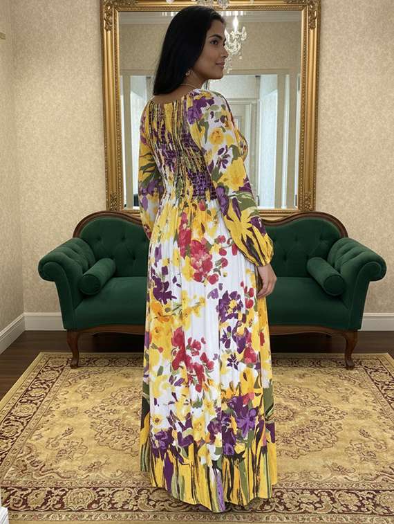 multi colored cotton fit & flare dress - 22301565 -  Standard Image - 2