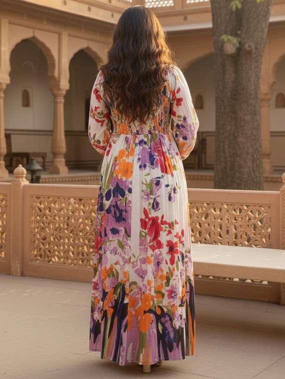 multi colored cotton fit & flare dress - 22301566 -  Standard Image - 2